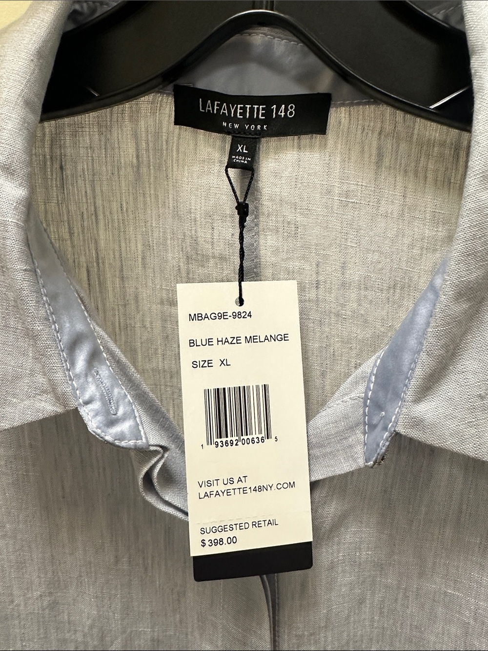Lafayette 148 New York Light Blue Linen Button-Down Shirt - Picture 2 of 3